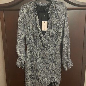 NWT gray snake print ruched mini dress